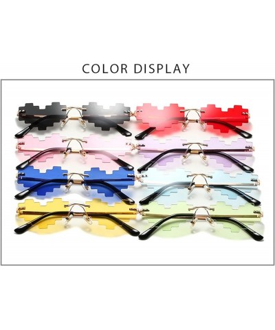 Mosaic Style Heart Shaped Sunglasses for Women Trendy Female Cute Ocean Lens Sun Glasses UV Protection Dark Blue $9.39 Designer