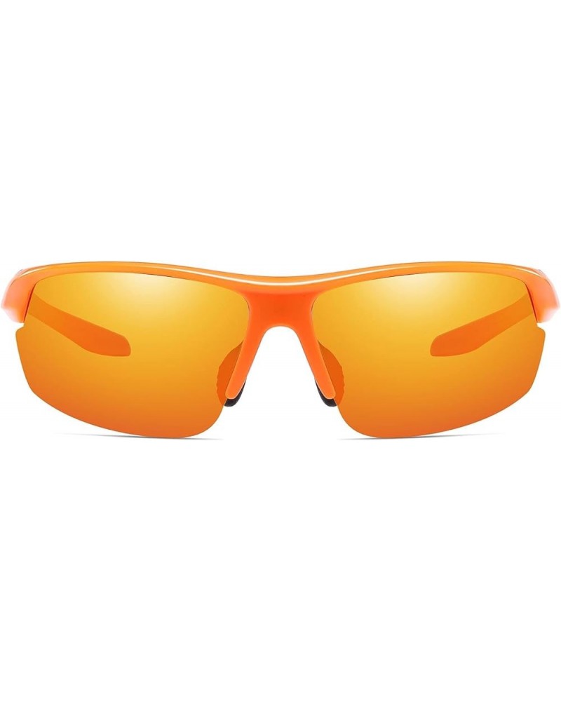 Sports Sunglasses for Men and Women Polarized Cycling Sunglasses 100% UV Blocking Orange Orange $13.64 Sport