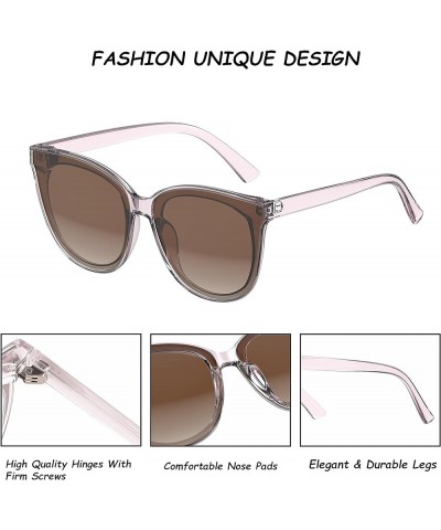 Trendy Classic Oversized Round Sunglasses For Women Men Retro Lage Frame Shades Vintage Cat Eyes Sun Glasses Clear/Brown $10....