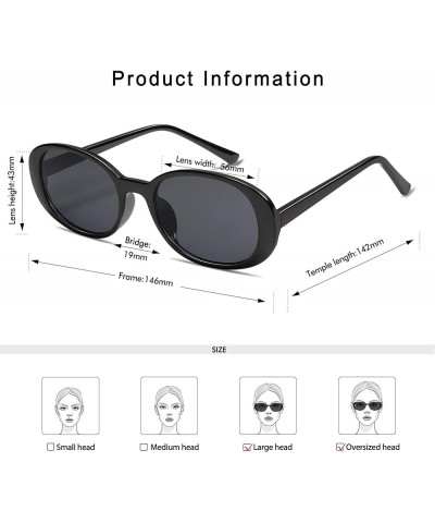 Retro Oval Sunglasses for Women Men 90s Wide Narrow Round Trendy 2024 Shapes AP3661 Small P1 2 Pack Black/Gray&white/Gray $8....