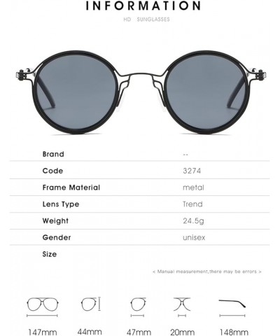 Retro Round Frame Metal Outdoor Vacation Trends Sunglasses for Men and Women (Color : C, Size : 1) 1 B $11.97 Designer