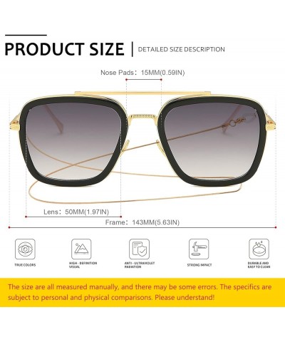 Oversized Tony Stark Sunglasses Spider Man Edith Glasses Retro Chain Square Light Gray Lens Men Women C5(normal Size) $12.38 ...