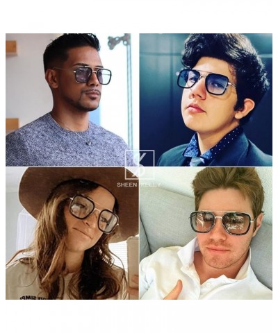 Oversized Tony Stark Sunglasses Spider Man Edith Glasses Retro Chain Square Light Gray Lens Men Women C5(normal Size) $12.38 ...