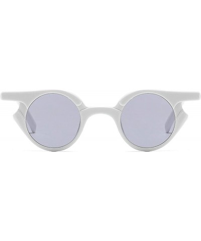 Fashion Small Cat Woman Sunglasses Retro Rivets Men Trending Punk Round Lens Sun Glasses Shades UV400 White/Grey $10.20 Designer