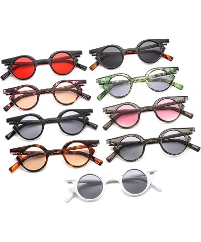 Fashion Small Cat Woman Sunglasses Retro Rivets Men Trending Punk Round Lens Sun Glasses Shades UV400 White/Grey $10.20 Designer