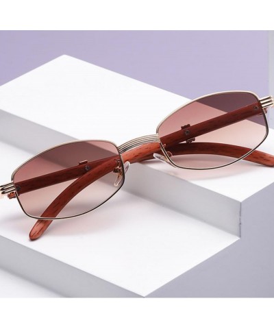 Small Square Sunglasses Men Vintage Classic Sun Glasses Female Luxury Wood Legs Eyewear UV400 B01 Grey $58.73 Sport