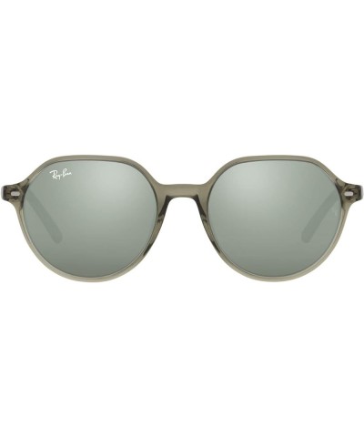 RB2195f Thalia Low Bridge Fit Square Sunglasses Transparent Green/Grey Mirror $63.88 Square