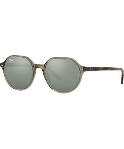 RB2195f Thalia Low Bridge Fit Square Sunglasses Transparent Green/Grey Mirror $63.88 Square