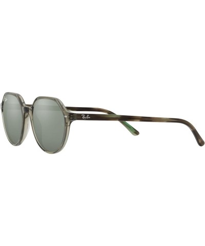 RB2195f Thalia Low Bridge Fit Square Sunglasses Transparent Green/Grey Mirror $63.88 Square