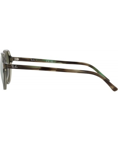 RB2195f Thalia Low Bridge Fit Square Sunglasses Transparent Green/Grey Mirror $63.88 Square