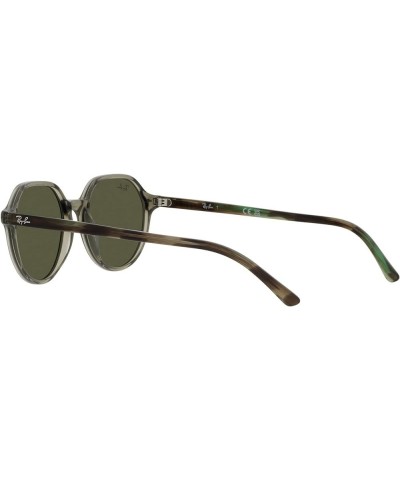 RB2195f Thalia Low Bridge Fit Square Sunglasses Transparent Green/Grey Mirror $63.88 Square