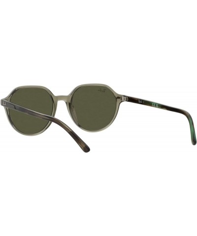 RB2195f Thalia Low Bridge Fit Square Sunglasses Transparent Green/Grey Mirror $63.88 Square