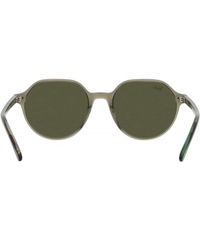 RB2195f Thalia Low Bridge Fit Square Sunglasses Transparent Green/Grey Mirror $63.88 Square