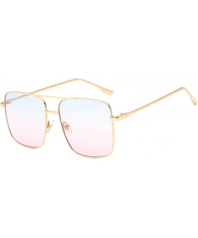 Vintage Square Sunglasses Women Men Metal Eyewear Men Brown Grey UV400 Gold-blue Pink $24.68 Rectangular