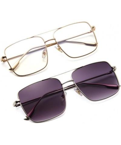 Vintage Square Sunglasses Women Men Metal Eyewear Men Brown Grey UV400 Gold-blue Pink $24.68 Rectangular