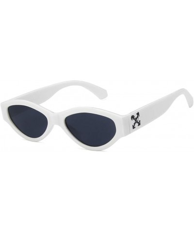 Unisex Sunglasses Retro Bright Black Grey Drive Holiday Oval Non-Polarized UV400 White Grey $6.59 Oval