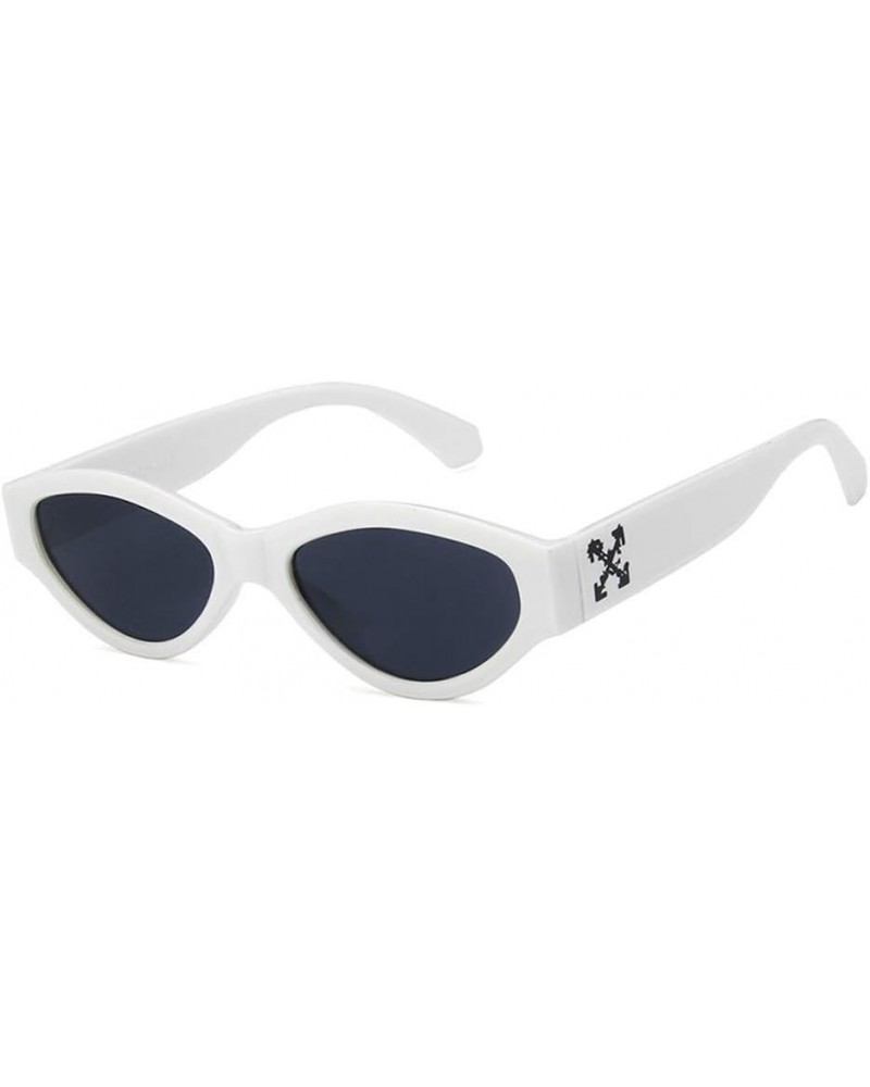 Unisex Sunglasses Retro Bright Black Grey Drive Holiday Oval Non-Polarized UV400 White Grey $6.59 Oval