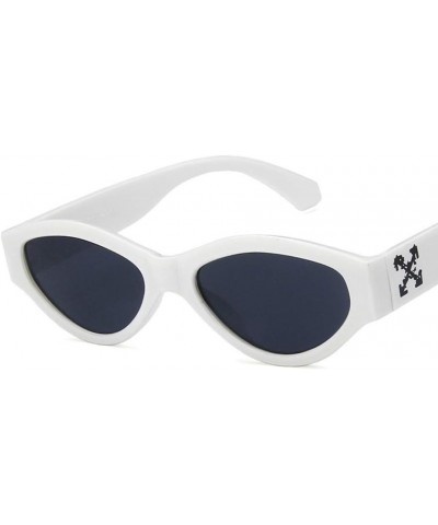 Unisex Sunglasses Retro Bright Black Grey Drive Holiday Oval Non-Polarized UV400 White Grey $6.59 Oval