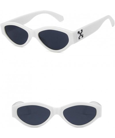 Unisex Sunglasses Retro Bright Black Grey Drive Holiday Oval Non-Polarized UV400 White Grey $6.59 Oval