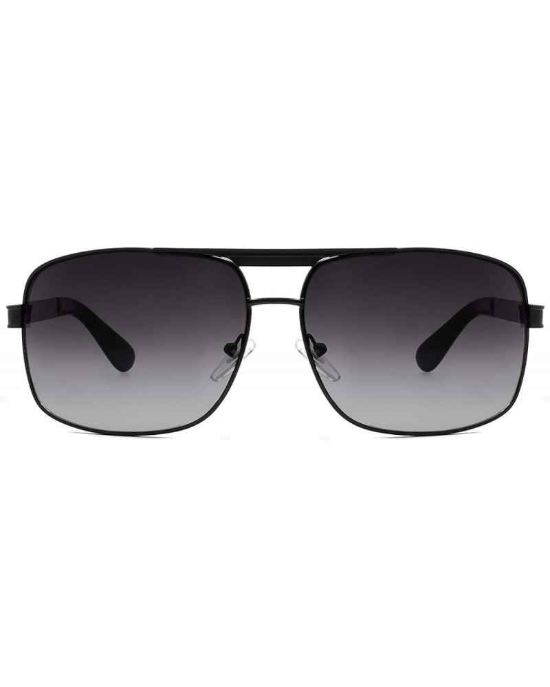 Oversized Square Aviator Gradient Sunglasses For Men 100% UV Protection Black Frame-black Lens $12.25 Oversized