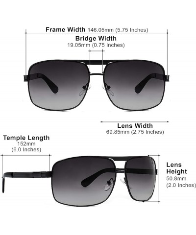 Oversized Square Aviator Gradient Sunglasses For Men 100% UV Protection Black Frame-black Lens $12.25 Oversized