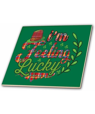 Feeling Lucky Red Plaid Irish Clovers St Patricks Day, 3dramm - Tiles (ct_355806_2) 12-Inch-Ceramic $17.39 Designer