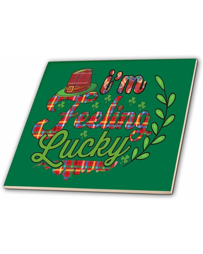 Feeling Lucky Red Plaid Irish Clovers St Patricks Day, 3dramm - Tiles (ct_355806_2) 12-Inch-Ceramic $17.39 Designer