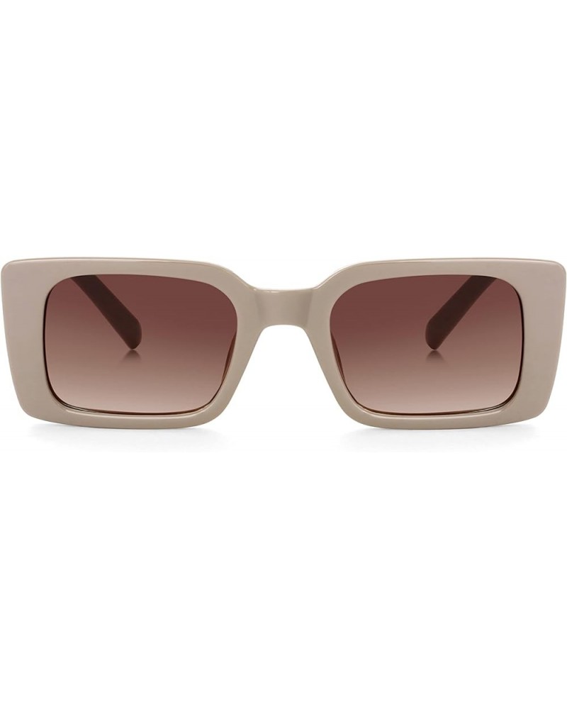 Rectangle Sunglasses for Women Men Vintage Fashion Sun Glasses Brown Frame/Gradient Brown $9.17 Rectangular