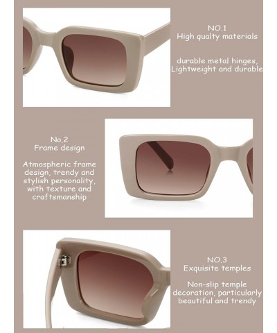 Rectangle Sunglasses for Women Men Vintage Fashion Sun Glasses Brown Frame/Gradient Brown $9.17 Rectangular