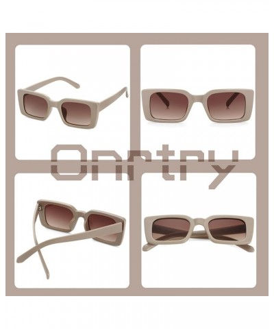 Rectangle Sunglasses for Women Men Vintage Fashion Sun Glasses Brown Frame/Gradient Brown $9.17 Rectangular