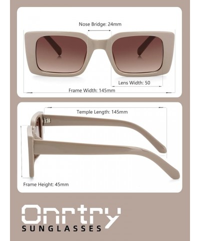 Rectangle Sunglasses for Women Men Vintage Fashion Sun Glasses Brown Frame/Gradient Brown $9.17 Rectangular