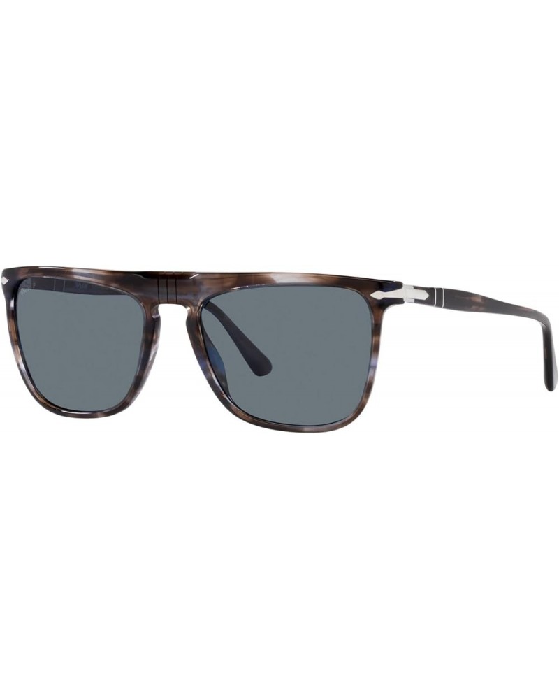 Unisex Sunglasses Black Frame, Green Lenses, 56MM Striped Blue/Dark Blue Polarized $150.59 Rectangular