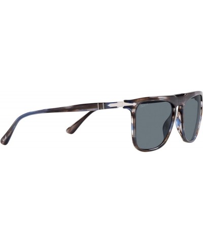 Unisex Sunglasses Black Frame, Green Lenses, 56MM Striped Blue/Dark Blue Polarized $150.59 Rectangular