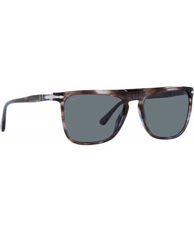 Unisex Sunglasses Black Frame, Green Lenses, 56MM Striped Blue/Dark Blue Polarized $150.59 Rectangular