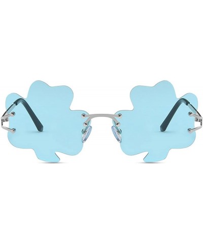 Fashion Ocean Lens Vintage Punk Sunglasses Men Women Flower Sunglasses uv400 light blue $10.09 Designer