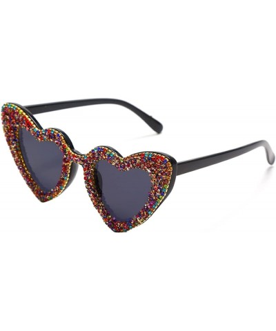 Love Heart Shaped Rhinestone Sunglasses Women Stylish Love Eyeglasses Colorful $9.64 Designer