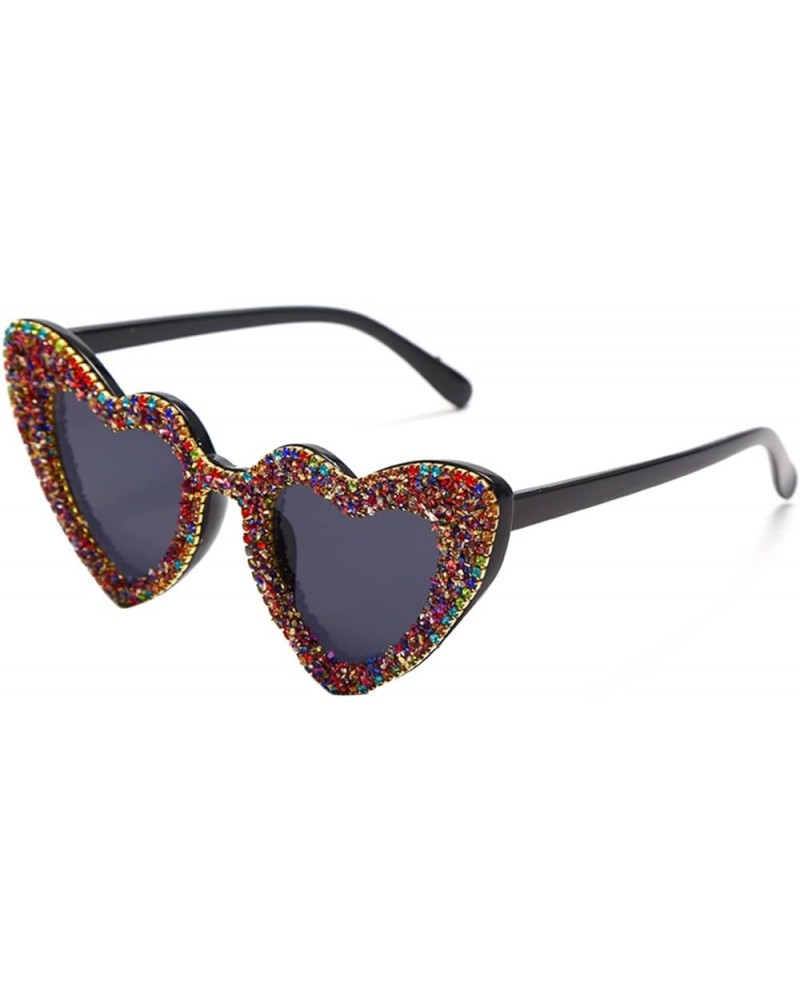 Love Heart Shaped Rhinestone Sunglasses Women Stylish Love Eyeglasses Colorful $9.64 Designer