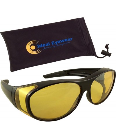 Night Driving Wear Over Glasses Yellow Lens Fit Over Glasses Black Frame With Case $12.30 Wayfarer