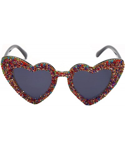 Love Heart Shaped Rhinestone Sunglasses Women Stylish Love Eyeglasses Colorful $9.64 Designer