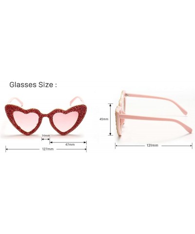 Love Heart Shaped Rhinestone Sunglasses Women Stylish Love Eyeglasses Colorful $9.64 Designer