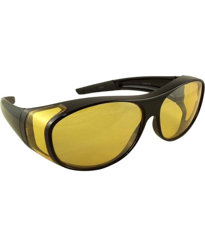 Night Driving Wear Over Glasses Yellow Lens Fit Over Glasses Black Frame With Case $12.30 Wayfarer