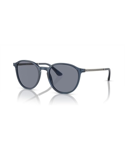 Man Sunglasses Trasparent Blue Frame, Blue Lenses, 51MM Trasparent Blue $72.66 Round