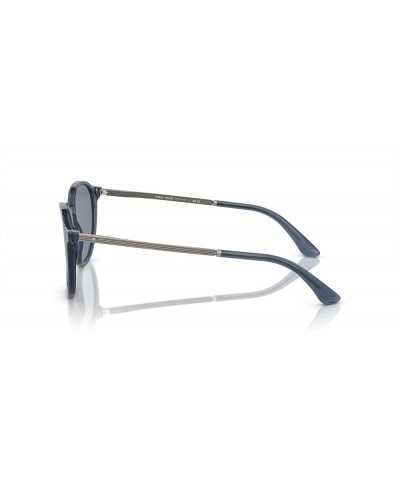 Man Sunglasses Trasparent Blue Frame, Blue Lenses, 51MM Trasparent Blue $72.66 Round