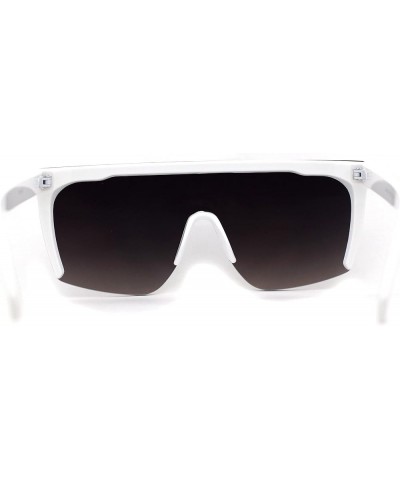 Womens Flat Top Color Mirror Oversize Diva Shield Rimless Sunglasses White Silver Mirror $10.04 Oversized