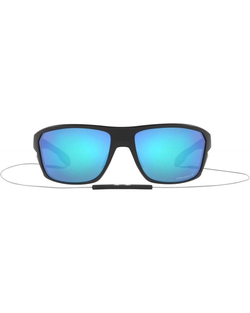 Men's OO9416 Split Shot Rectangular Sunglasses Matte Black/Blue Icon/Prizm Sapphire Polarized $107.25 Rectangular