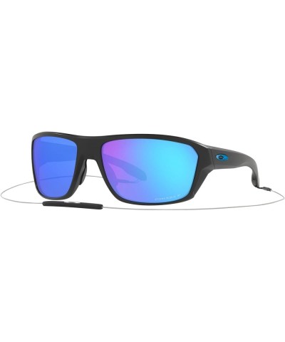 Men's OO9416 Split Shot Rectangular Sunglasses Matte Black/Blue Icon/Prizm Sapphire Polarized $107.25 Rectangular