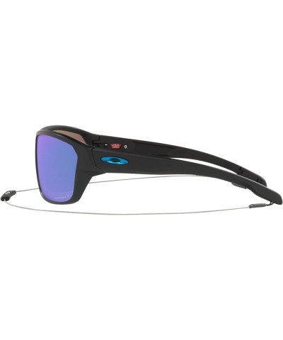 Men's OO9416 Split Shot Rectangular Sunglasses Matte Black/Blue Icon/Prizm Sapphire Polarized $107.25 Rectangular