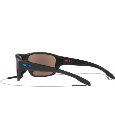 Men's OO9416 Split Shot Rectangular Sunglasses Matte Black/Blue Icon/Prizm Sapphire Polarized $107.25 Rectangular