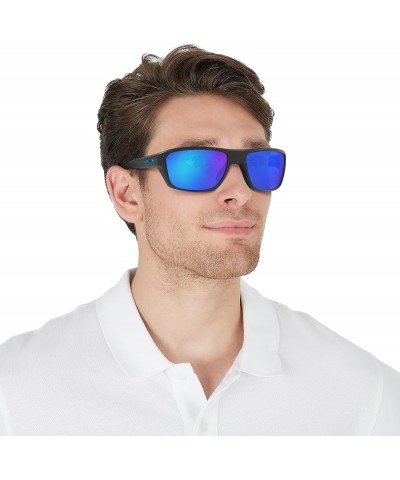 Men's OO9416 Split Shot Rectangular Sunglasses Matte Black/Blue Icon/Prizm Sapphire Polarized $107.25 Rectangular