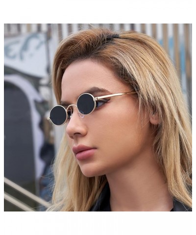 Small Frame Punk Retro Round Frame Sunglasses Men and Women Decoration (Color : D, Size : Medium) Medium E $18.86 Round